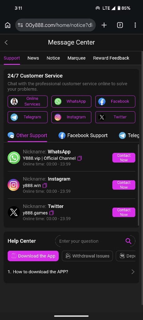 Y888 Customer Support